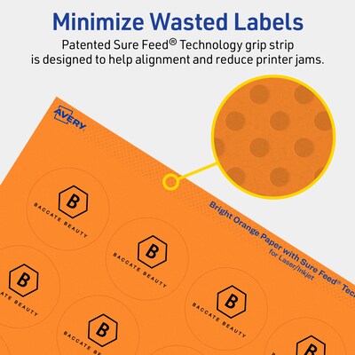 Avery Circle Multipurpose Labels, 1-2/3" Dia., Bright Orange, 1600/Box (94508)
