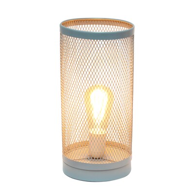 Creekwood Home Industrial Mesh Cylinder 12.75 LED Table Lamp, Gray (CWT-1005-GY)