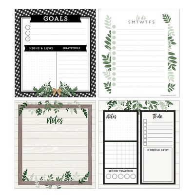 Carson-Dellosa Farmhouse Notepad, 5.75 x 6.25, Multicolored, 50 Sheets/Pad, 4 Pads/Set, 2 Sets/Bun