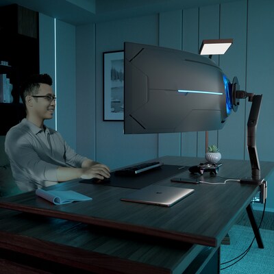 Mount-It! ProFlex Adjustable Heavy-Duty Single Monitor Mount with Gas Spring Arm, Fits 17– 49 Ultrawide Monitors, Matte Black