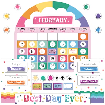 Carson-Dellosa Happily Ever Elementary Retro Remix Calendar Bulletin Board Set (110593)