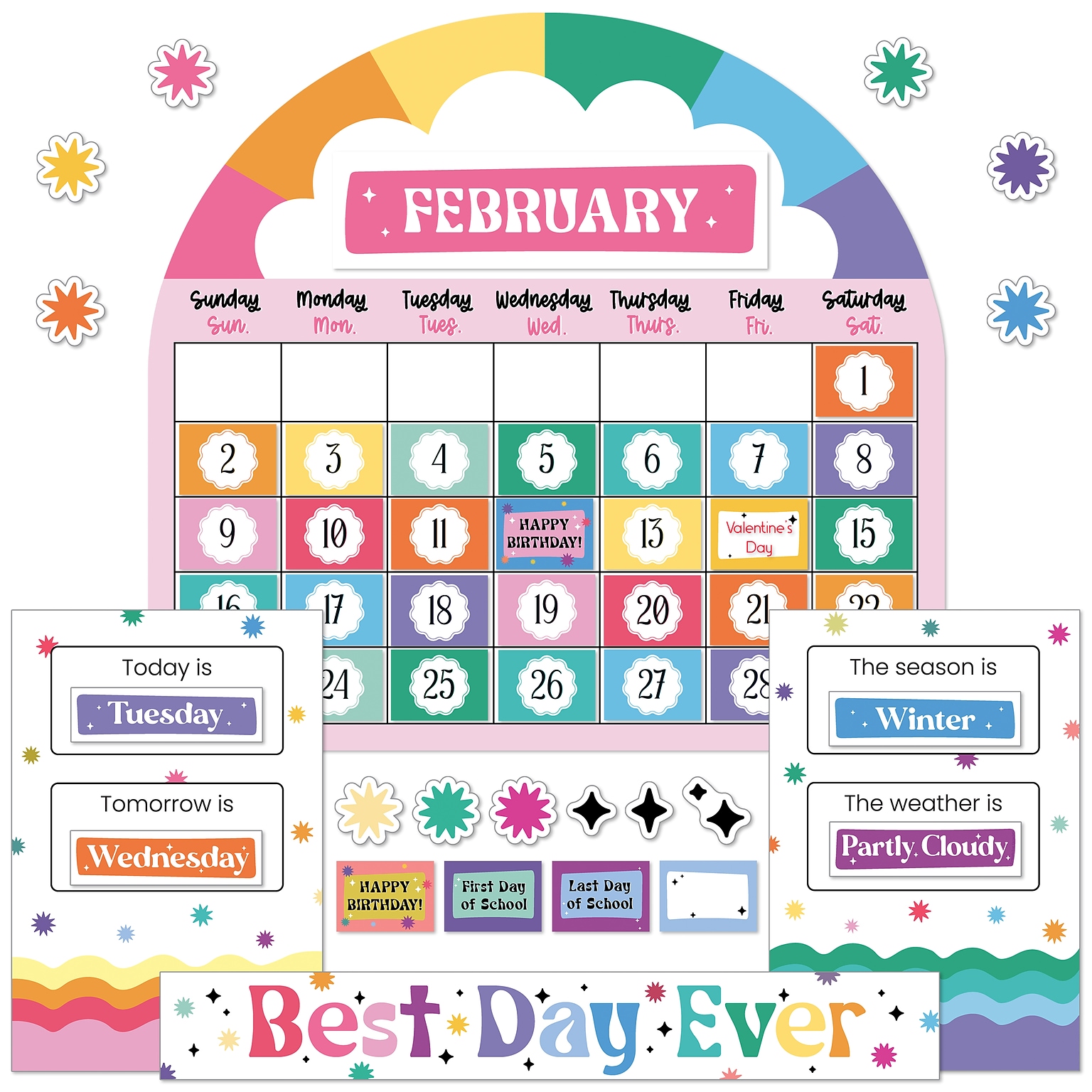 Carson-Dellosa Happily Ever Elementary Retro Remix Calendar Bulletin Board Set (110593)