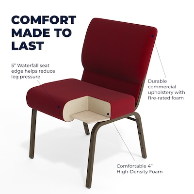 Flash Furniture HERCULES Series Fabric Church Stacking Chair, Burgundy/Gold Vein Frame (FCH2214GV369)