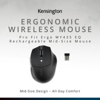 Kensington Pro Fit Ergo MY435 EQ Wireless Mouse, Black (K72501NA)