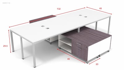 Boss Office Products Simple System 66W Desk with Storage Cabinet, Driftwood, 4/Set (SGSD017-102)