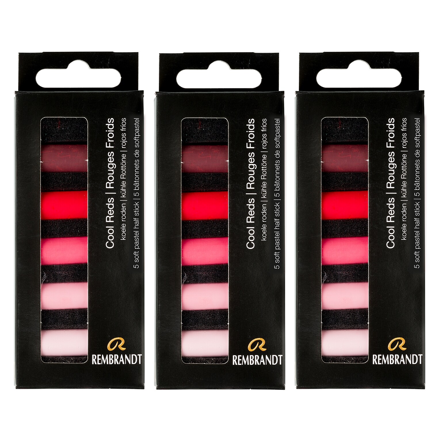 Rembrandt Soft Pastels Micro Sets, Cool Reds, 5/Set, 3 Sets/Bundle (RBX31820503-3)