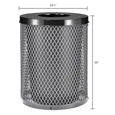 Global Industrial Outdoor Diamond Steel Trash Can w/ Flat Lid, 36 Gallon, Gray (261924GY)