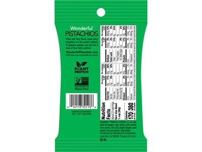 Wonderful Pistachios Salted Jalapeno Lime, 2.25 oz., 8 Bags/Box (JL0146A25M)
