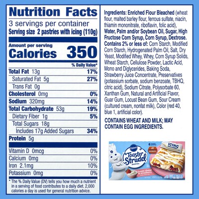 Pillsbury Toaster Strudel, Cream Cheese Strawberry, 11.7 oz, 36/Pack (600-04141)