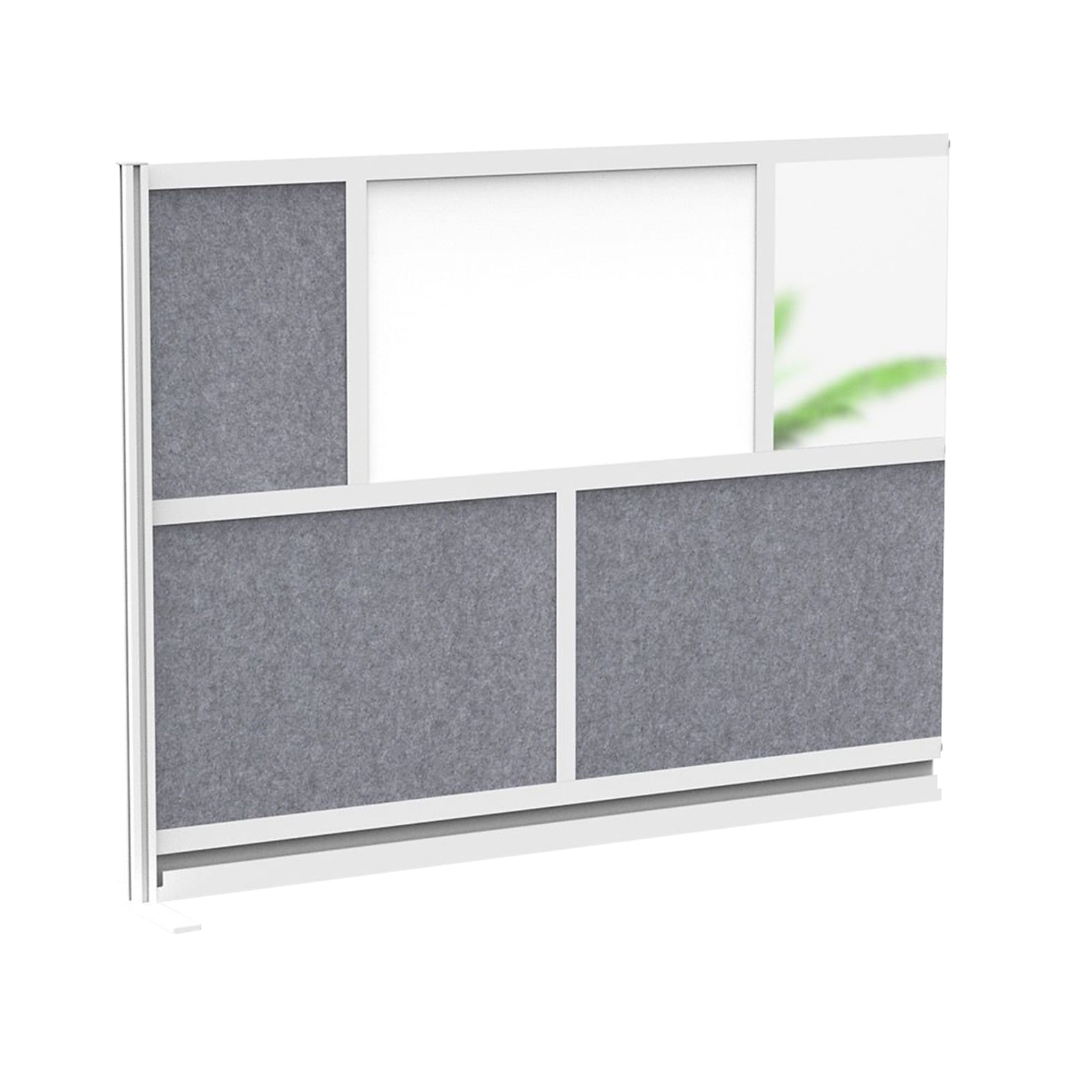 Luxor Workflow Series 5-Panel Modular Room Divider System Add-On Wall with Whiteboard, 48H x 70W, Gray/Silver