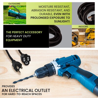 GoGreen Power 50' Indoor/Outdoor Extension Cord, 16 AWG, Black (GG-13750BK)