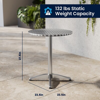 Flash Furniture Lila Indoor-Outdoor 23.5'' Round Table Set with 2 Slat Back Chairs, Aluminum (TLH24RD017BCHR2)
