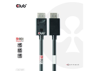 Club 3D 3.94' DisplayPort 2.1 to DisplayPort 2.1 Cable, Male to Male, Black (CAC-1091)