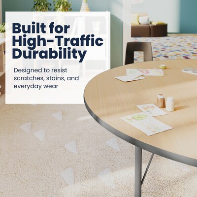 Flash Furniture Wren Horseshoe Activity Table, 66" x 60", Height Adjustable, Light Natural Top/Silver Frame (XUA6066HRSLNTP)