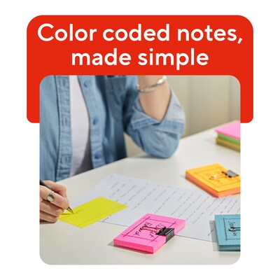 Staples Index Cards, 3" x 5", Lined, Neon Assorted Colors, 300 Pack – Bright Ruled Cards for Studying, Notes & Projects