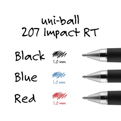 uni-ball 207 Impact RT Retractable Gel Pens, Bold Point, Blue Ink, Dozen (65871)