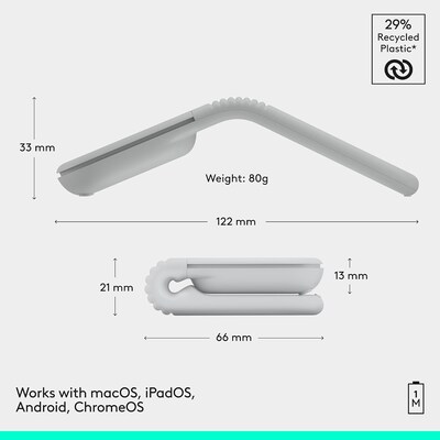 Logitech Mobi Fold Wireless Ambidextrous Optical Travel Mouse, Off-White (910-007630)