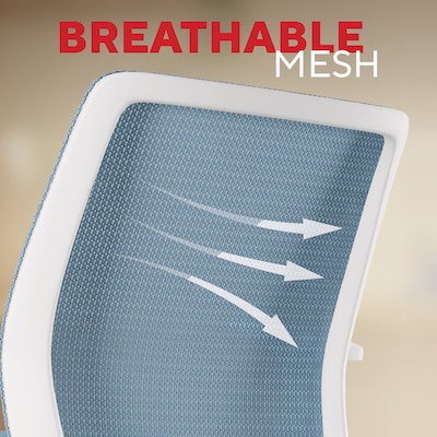 Staples Essentials Ergonomic Fabric Swivel Task Chair, Light Blue (UN60409)