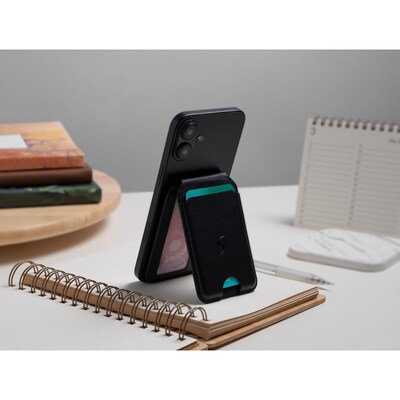 Scapade MagCard Pro MagSafe-Compatible Magnetic Card Holder Wallet with Kickstand and Apple Find My Tracker, Black (S-MGCH)