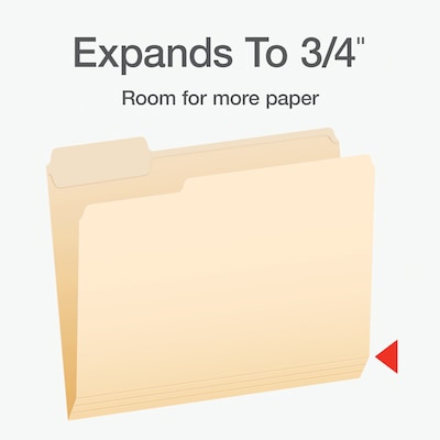 Pendaflex File Folder, 1-Tab, Assorted, Letter Size, Manila, 100/Box (1006989)