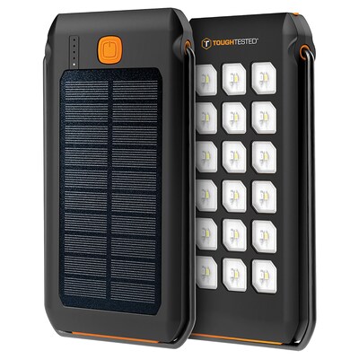 ToughTested 10,000-mAh LED Solar Portable Power Pack with Light, Black (TT-PBW-LED10)