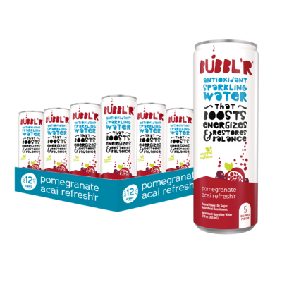 Bubblr Antioxidant Pomegranate Acai Refreshr Flavored Sparkling Water, 12 oz., 12 Cans/Pack (WIC39
