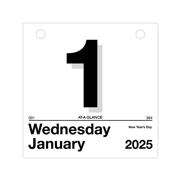 2025 ATAGLANCE Today Is 6" x 6" Daily Calendar Refill, White/Black