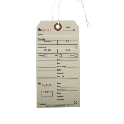 Nahanco Deluxe Alteration Tag, Strung, 2 Part Perforated, Manilla, 500/Pack (TA)