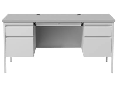 Hirsh 60W Double-Pedestal Desk, Light Gray/Gray (20103)