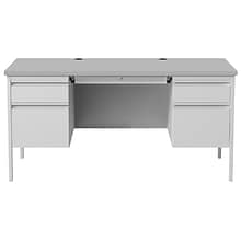 Hirsh 60W Double-Pedestal Desk, Light Gray/Gray (20103)