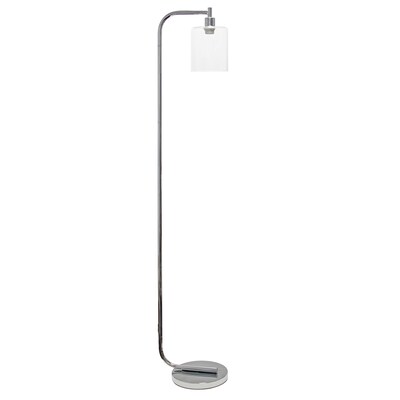 Simple Designs Antique Style Industrial Iron Lantern Floor Lamp with Glass Shade, Chrome (LF1036-CHR)