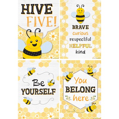 Teacher Created Resources 11" x 15-3/4" Buzzing Bees Positive Sayings Small Poster Pack, 12/Pack (TCR6914)