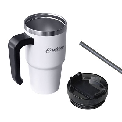 Outdoors Professional Stainless Steel Double-Walled Vacuum Insulated Tumbler with Straw, 20 oz., White (OUTD6052)