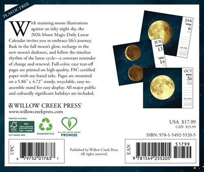 2026 Willow Creek Moon Magic 6.2 x 5.4 Day-to-Day Calendar (55205)