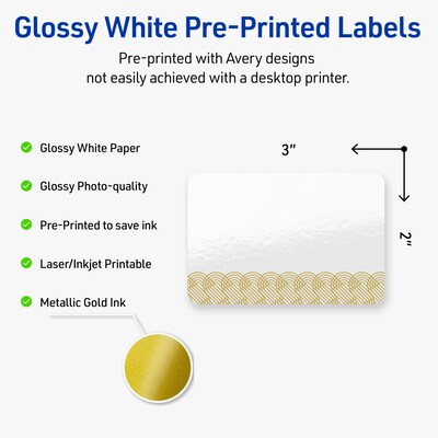 Avery Laser/Inkjet Rectangle Multipurpose Labels, 2 x 3, White, 80/Pack (S00-EWV)