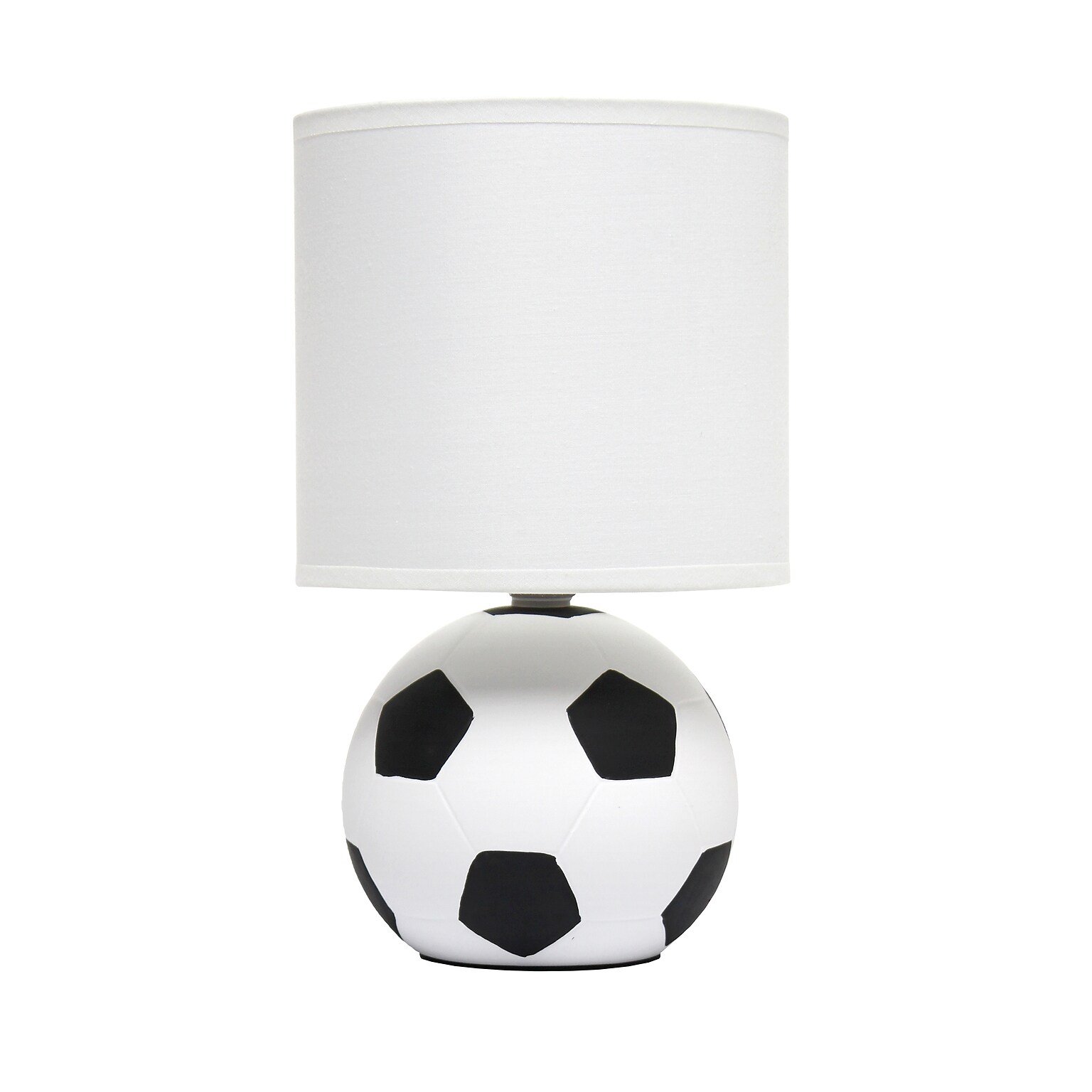 Simple Designs SportsLite Mini Soccer 10.7 LED Table Lamp, White/Black (LT2121-SCR)