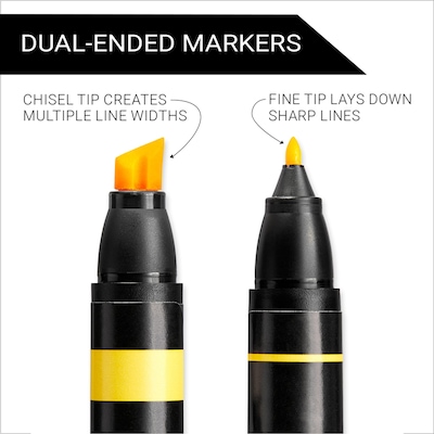 Prismacolor Professional Double-Ended Art Markers, Chisel & Fine, Assorted Colors, 12/Set (3620)