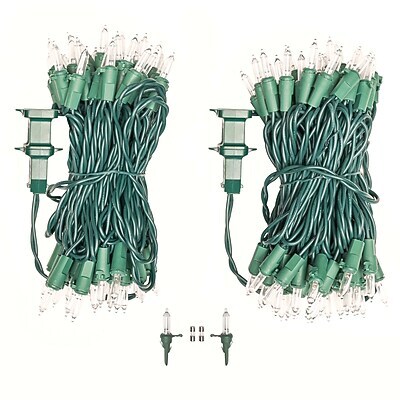 Excello Global Products Indoor/Outdoor LED Holiday String Lights, White Bulb/Green Wire, 2 Strands of 25 (EGP-HL-GW-WL)