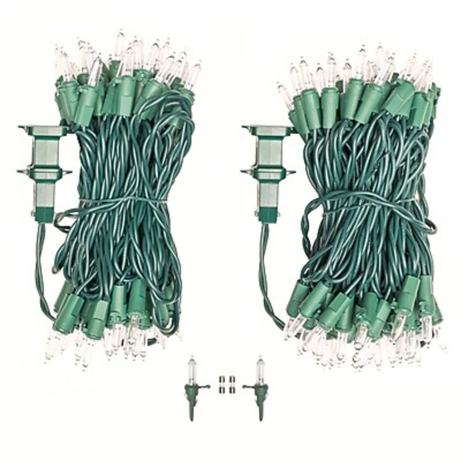 Excello Global Products Indoor/Outdoor LED Holiday String Lights, White Bulb/Green Wire, 2 Strands of 25 (EGP-HL-GW-WL)