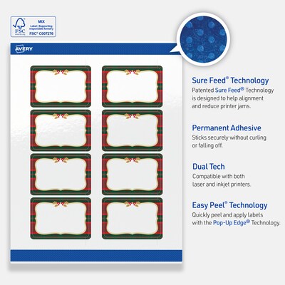Avery Rectangle Multipurpose Labels, 2" x 3", White, 80/Pack (19479370517)