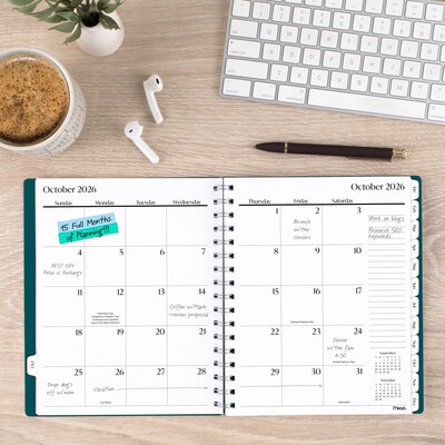 2027 Mead Essentials 7" x 8" Calendar Year Monthly Planner, Plastic Cover, Teal (CRM8304227)