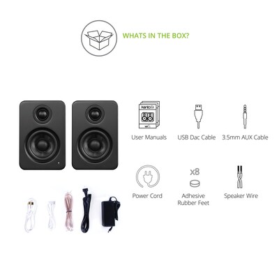 Kanto YU2 YU2MB 100W Indoor Desktop Speaker, Matte Black