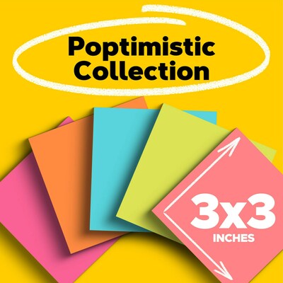 Post-it Notes, 3 x 3, Poptimistic Collection, 100 Sheet/Pad, 18 Pads/Pack (65418CTCP)