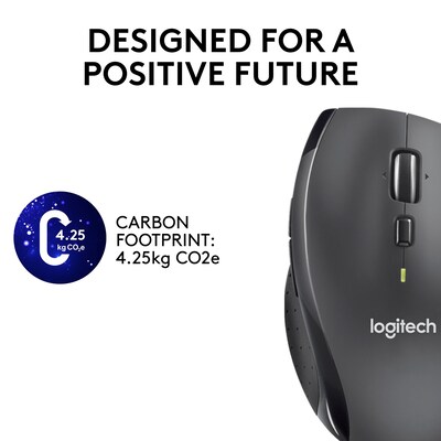 Logitech M705 Marathon Wireless Ergonomic Optical USB Mouse, Charcoal (910-001935)