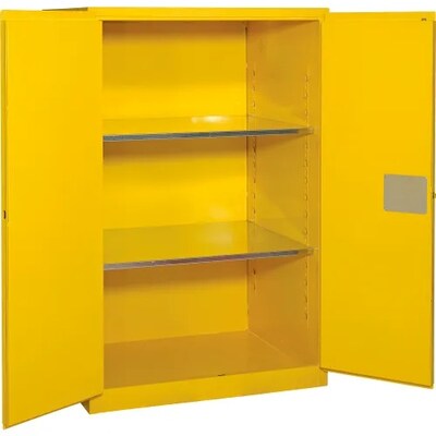 Global Industrial Flammable Cabinet, 90 Gallon Capacity, 43"W x 34"D x 65"H, Yellow (237292)