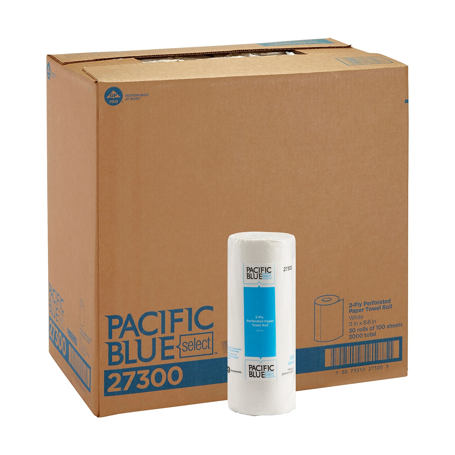 Pacific Blue Select Paper Towels, 2-ply, 100 Sheets/Roll, 30 Rolls/Pack (27300)