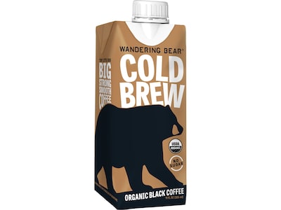 Wandering Bear Straight Black Cold Brew Coffee, 11 oz., 12/Case (WBSB11oz12pak)