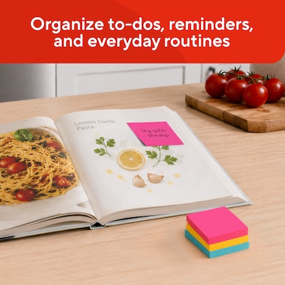 Staples Sticky Notes, 3" x 3", Bright Colors, 1200 Sheets - Vibrant Self-Stick Notes for Reminders, Planning & Collaboration