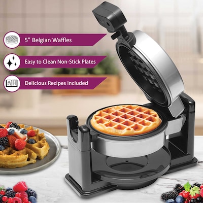 Brentwood 5 Flip Belgian Waffle Maker, Silver/Black (BTWTS231S)
