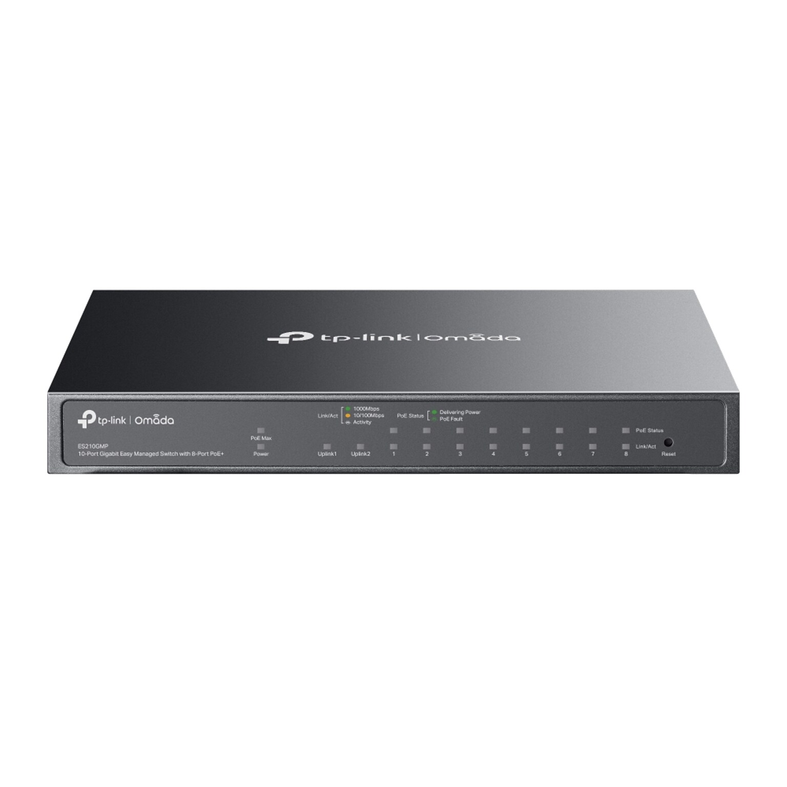 TP-Link Omada 10-Ports Gigabit Ethernet PoE+ Managed Switch, 1000Mbps, Black (ES210GMP)